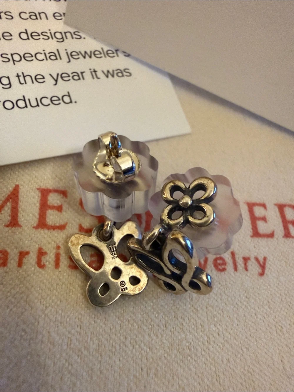 James Avery Sterling Silver Butterfly & Flower Dangle Earrings – Limited Edition